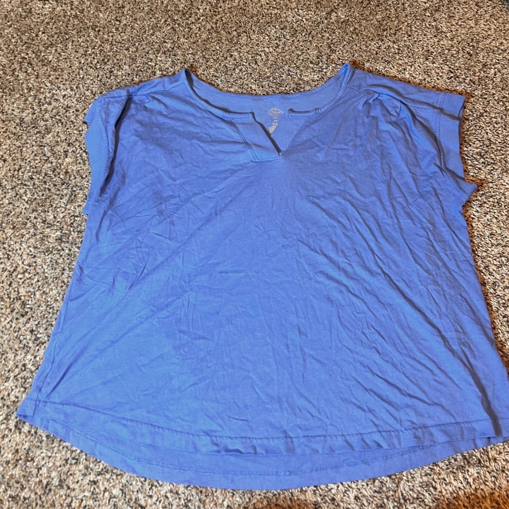St. John's‎ Bay V-Neck Top Relaxed Fit Casual Blouse Periwinkle Blue 2X
